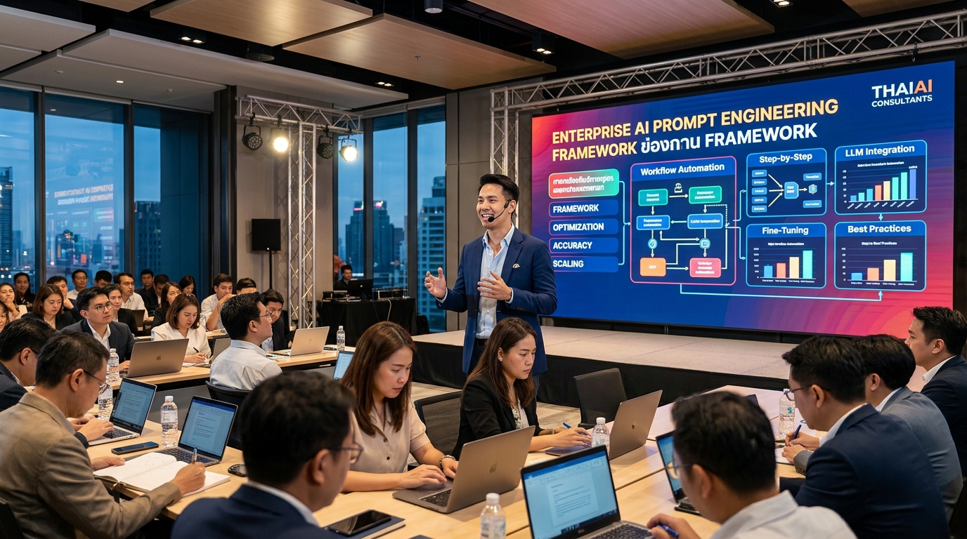 AI specialist delivering corporate workshop to leading enterprise personnel in Bangkok