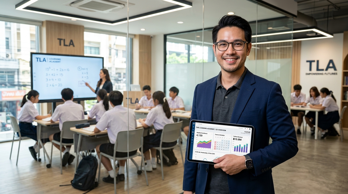 ผู้บริหารสถาบันกวดวิชาชาวไทยกับระบบ ERP YoelRobotics