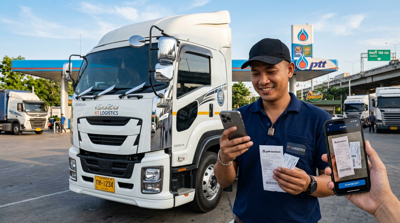 พนักงานขับรถส่งของไทยเบิกค่าน้ำมันผ่านแอปมือถือ
