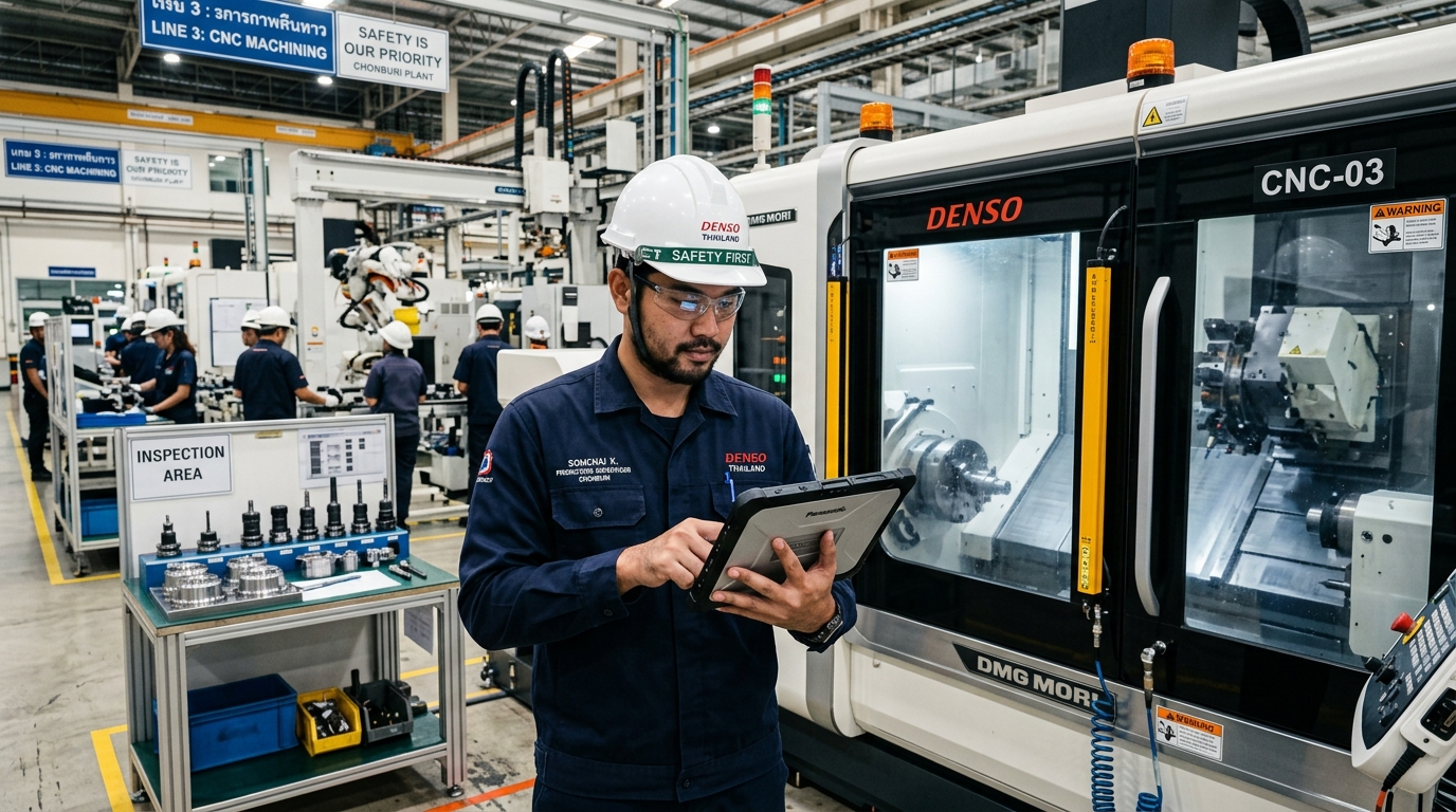 Production engineers and supervisors monitoring MO and BOM execution via shop floor tablets