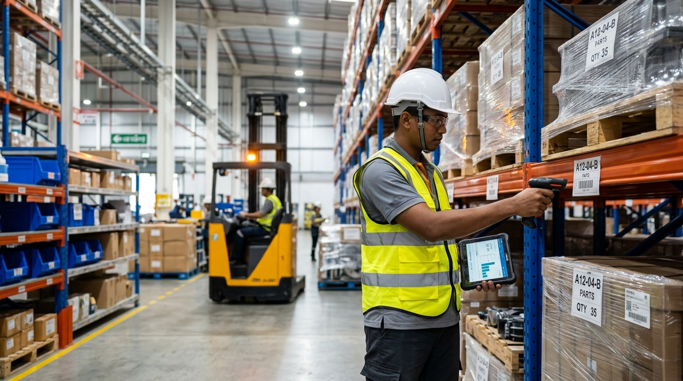 Industrial warehouse inventory segregation into RM WIP and FG zones