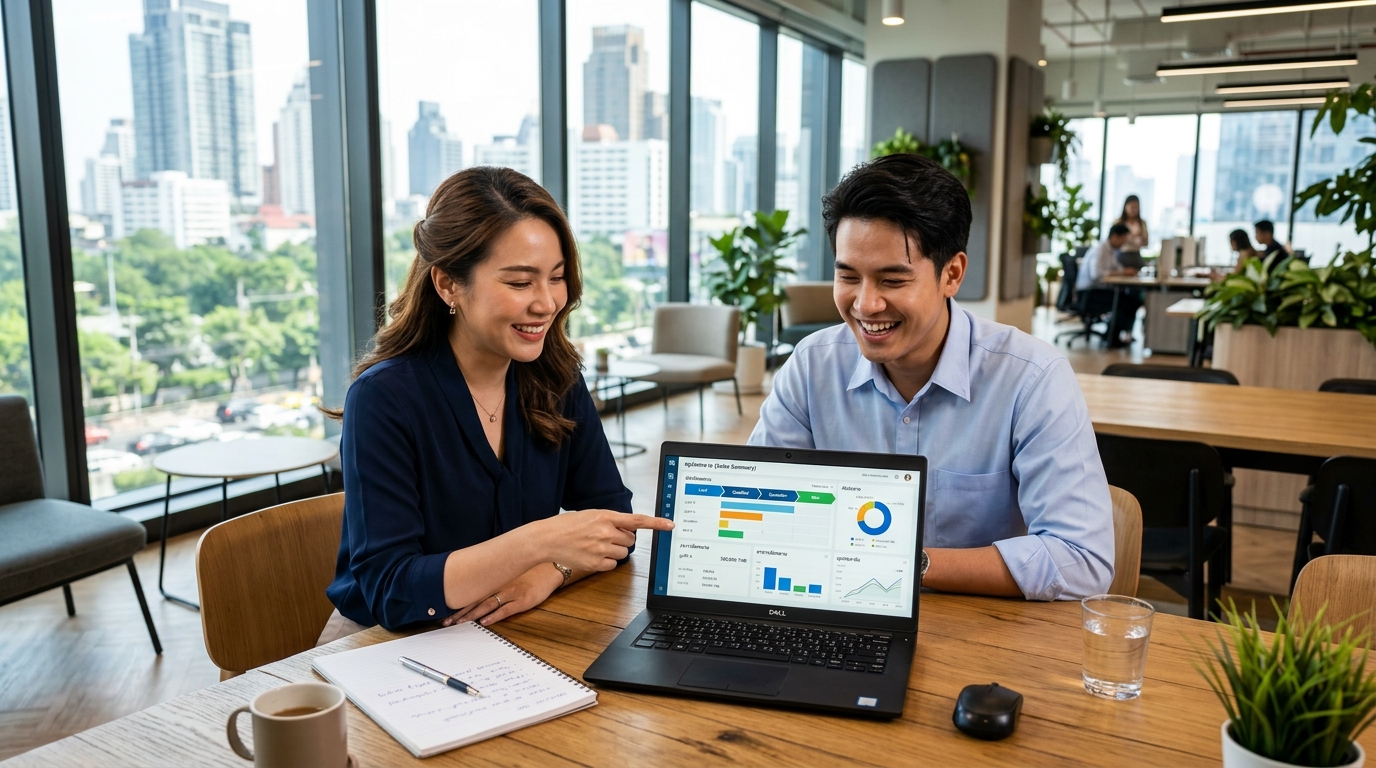 Sales and account executive managing customer pipelines on ERP