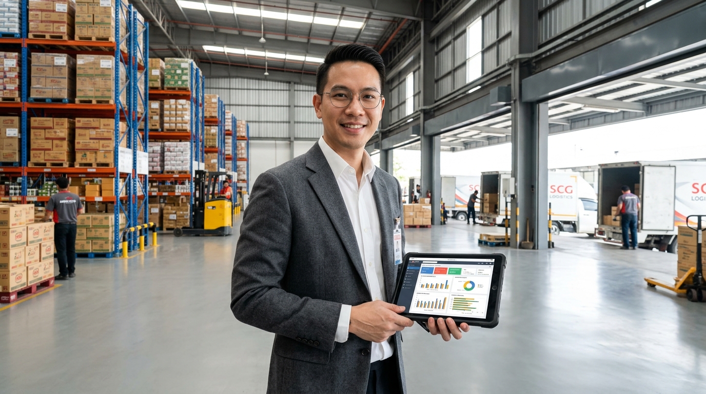 Wholesale and trading executive reviewing ERP operational dashboards